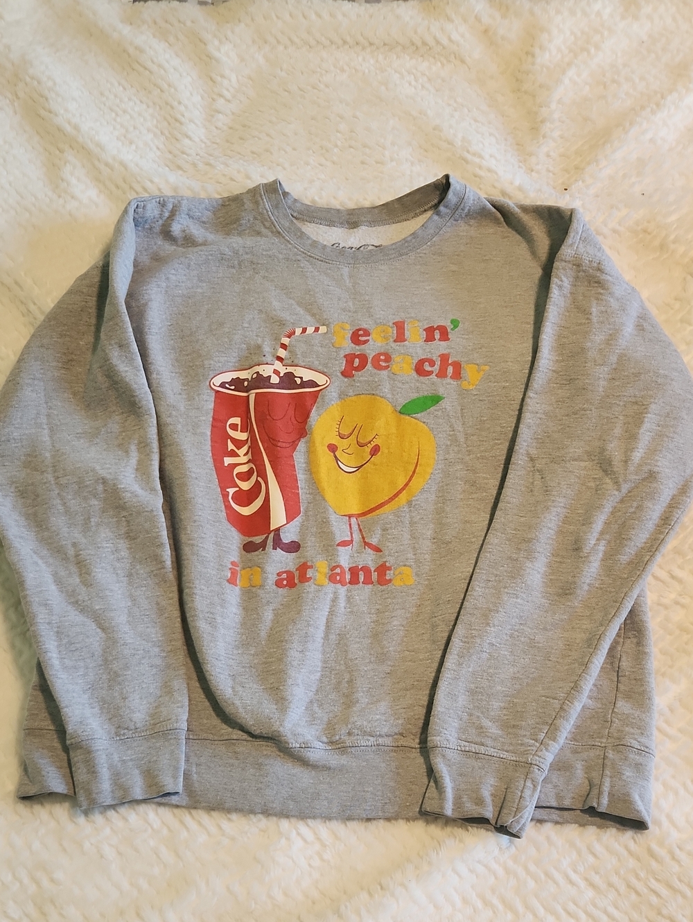 Coca Cola Gray Crewneck Sweatshirt Feelin' Peachy In Atlanta Women's L